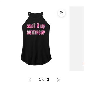 NEW Fitness Tee Co Suck It Up Buttercup workout tank top, black w pink, women XS